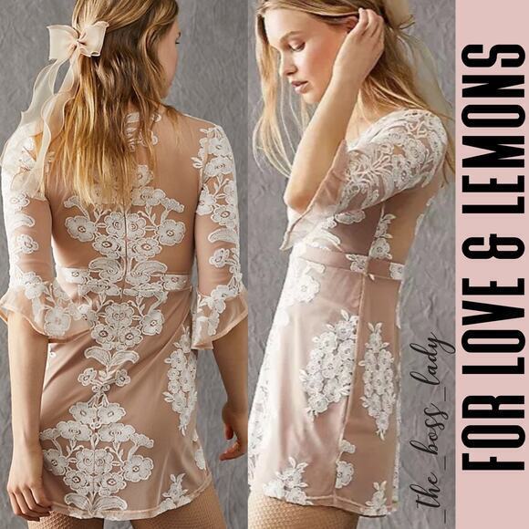 For Love And Lemons Dresses & Skirts - For Love and Lemons mini dress mesh embroidered floral embroidery